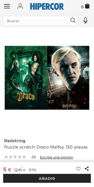Puzzle scratch Draco Malfoy 150 piezas por 5€.