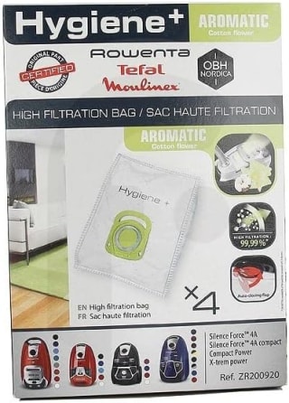 Rowenta Hygiene Plus Aromatic Cotton Flower stofzuigerzakken 4 stuks voor €7,40 bij Amazon