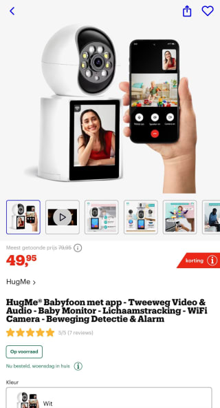 HugMe Babyfoon met app Tweeweg Video & Audio