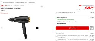 BaByliss Power Pro 2000 Föhn voor €28,84 bij de Mediamarkt