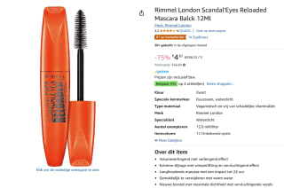 Rimmel London Scandal'Eyes Reloaded - Extreme Black Mascara voor €4,30 bij Amazon