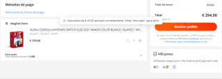 Nintendo Swith OLED por 294€