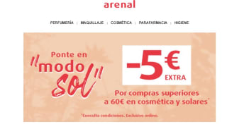 5€ de descuento en compras slares y cosmetica desde Arenal (+60€ compra)