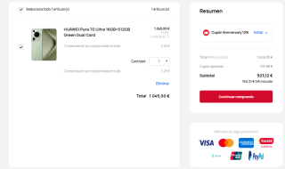 HUAWEI Pura 70 Ultra 16GB+512GB por 923,12€