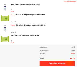 Ontvang €5 korting op een bestelling vanaf €6