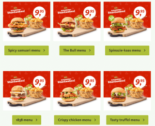 Alle burgermenu's voor €9,95 bij Kwalitaria
