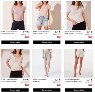 Liquidación 95% descuento + 10€ EXTRA en ropa mujer Etam precios desde solo 0,99€