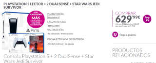 Consola Playstation 5 + 2 dualsense + resident evil 4 + 15,50€ saldo por 619,99€