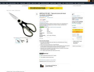 Tijeras NERTHUS FIH 087 de Cocina de Acero Inoxidable Ultrafiliadas con Cascanueces mango Ergonómico 24,4 cm por solo 3,99€