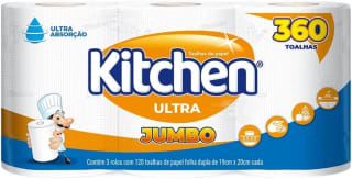 Papel Toalha da Kitchen, modelo Jumbo Folha Dupla - R$ 37,11
