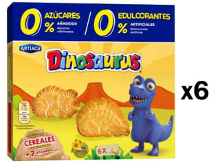 6 Paquetes de Galletas Dinosaurus Cookienss sin azúcar añadido Artiach 185 g. por 10.82€