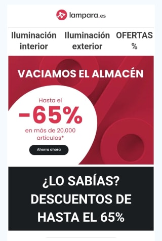 Hasta -65% de Descuento en Lámpara.