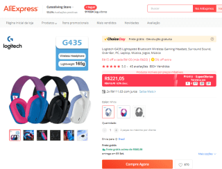 Headset da Logitech, modelo G435 - R$ 221,05
