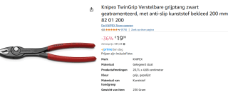 KNIPEX 82 01 200 TwinGrip Verstelbare grijptang voor €19,99 bij Amazon