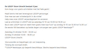 Bouw een LEGO® taart en neem hem gratis mee naar huis in de Lego store in Utrecht