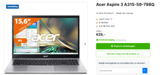 Acer Aspire 3 A315-59-798Q 15.6" Core i7 laptop voor €629 bij Expert