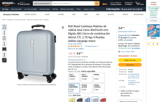 Maleta de cabina Roll Road Camboya 40x55x20 cm capacidad 37L por 34,90€