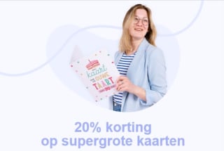 20% korting op alle dubbele, supergrote kaarten bij Kaartje2go