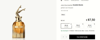 Jean Paul Gaultier Scandal Absolu 80ml voor €87,50 bij Notino