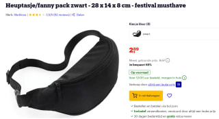 Heuptasje/fanny pack zwart voor €2,89 bij Bol.com