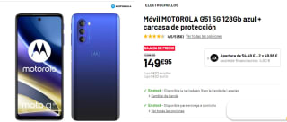 Móvil marca Motorola G51 5G de 4GB/128GB + carcasa de protección por 147,95€