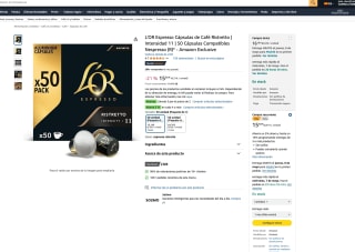 150 Cápsulas L'OR Espresso de Café Ristretto Intensidad 11 Compatibles con Nespresso por 29,95€