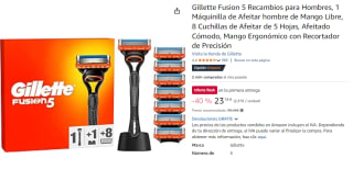 Maquinilla de Afeitar Gillette Fusion 5 y 8 Recambios de 5 Hojas por 23.74€