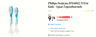 Philips Sonicare For Kids Standard A2 HX6042/33 - Opzetborstel - 2 stuks voor €9,74 bij de Etos
