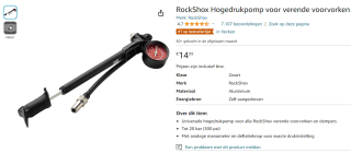 RockShox Hogedrukpomp (300 psi) voor verende voorvorken voor €14,99