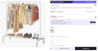 Perchero Burro Doble Rail por 11.69€ (Cuenta Nueva 7.03€)