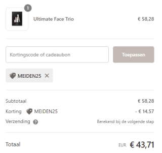 25% korting bij minimale besteding van €50 bij Meroda