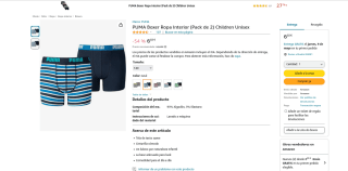 2 unidades Ropa PUMA Boxer Interior por solo 6,85€