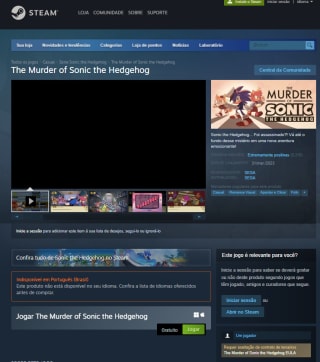 Jogo: The Murder of Sonic the Hedgehog no Steam - Gratuito.