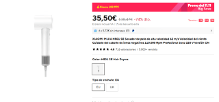 Xiaomi secador de pelo MIJIA H501 SE por 32,50€