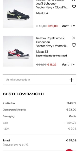 20% extra korting in de sale