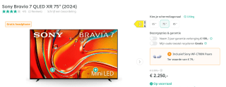Sony Bravia 7 - 75 inch - 4K QLED XR MiniLED - 2024 voor €2250 bij Artandcraft