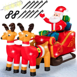 Monzana Opblaasbare Kerstman met Slee - LED Verlicht – Incl. Pomp voor €54,95 bij Deubaxxl