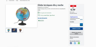 Globo terráqueo 25cm día y noche por 12,49€