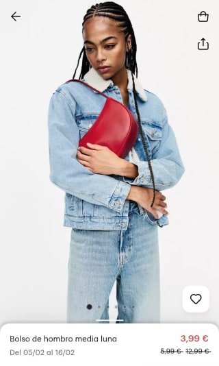 Bolso de hombro media luna por 3,99€.