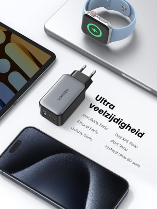 Ugreen GaN X 65W snellader adapter met 2 USB C en 1 USB poort voor €31,99 bij Amazon