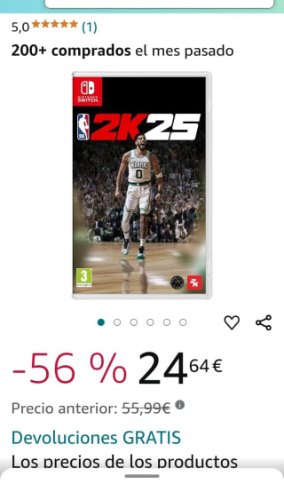 NBA 2K25 Nintendo Switch por 24,64€.