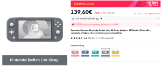 Nintendo Switch Lite 32Go à 139,60€