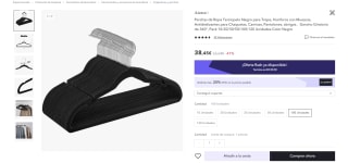 100ud Perchas de Ropa Terciopelo Negro, antideslizantes y gancho giratorio 360º por 30,76€