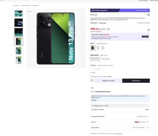 Xiaomi Redmi Note 13 Pro 5G NFC 8GB 128GB por 245,95€ (Nuevos usuarios 98,38€)