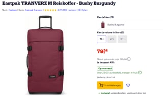 Eastpak TRANVERZ M reistas/-koffer voor €79,24 bij Bol