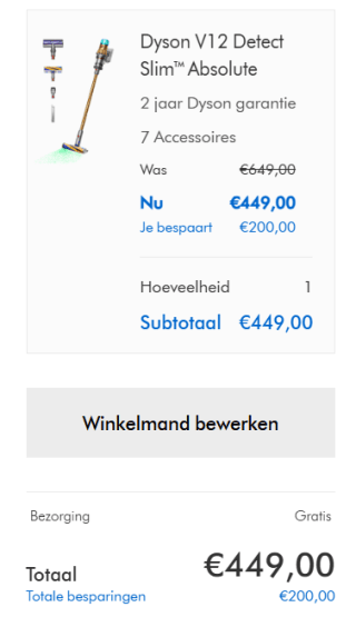 DYSON V12 Detect Slim Absolute 2023 voor €449 dmv code