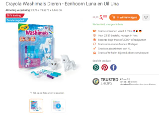 Crayola Washimals Dieren - Eenhoorn Luna en Uil Una voor €5 bij Lobbes