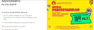 1 año de abono teatro por solo 29,94€ en Mapfre
