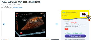 LEGO Star Wars Jabba's Sail Barge™ (75397) voor €339,99 bij Toychamp