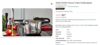 Tefal Secure 5 NEO snelkookpan - 6 L voor €60,09